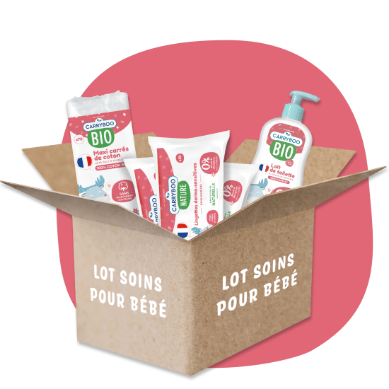 Lot soin bébé Carryboo - Lait de toilette, Maxi-Carrés & Lingettes